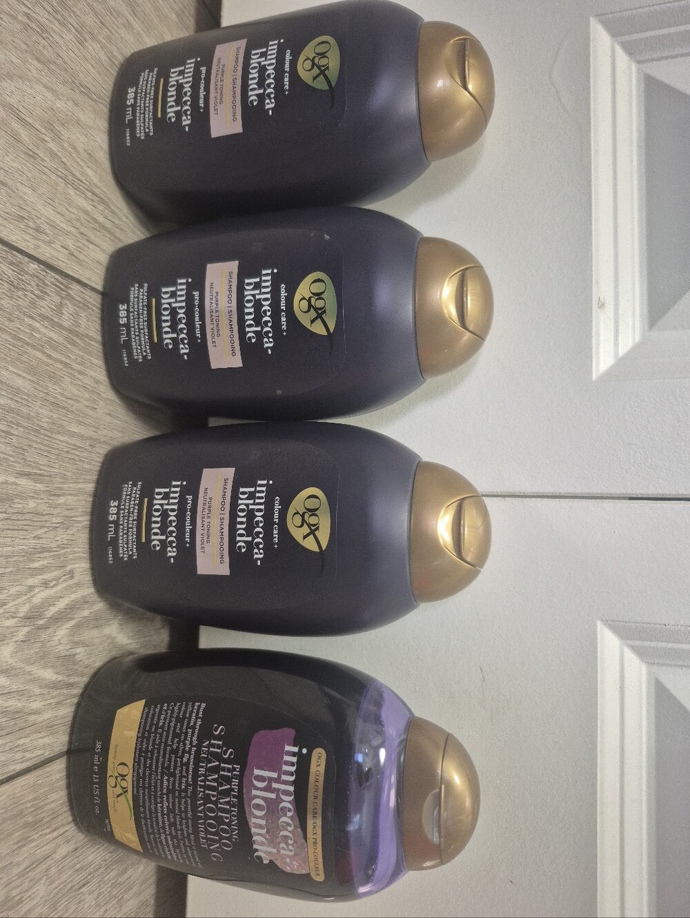 4x OGX Colour Care Impecca Blonde Purple Toning Shampoo 385ml X 4 Sulfate Free